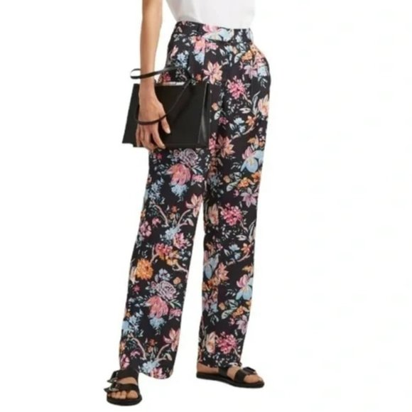 NWT French Connection Sz XXS / 2 Floral Straight-leg Pants - Picture 1 of 4